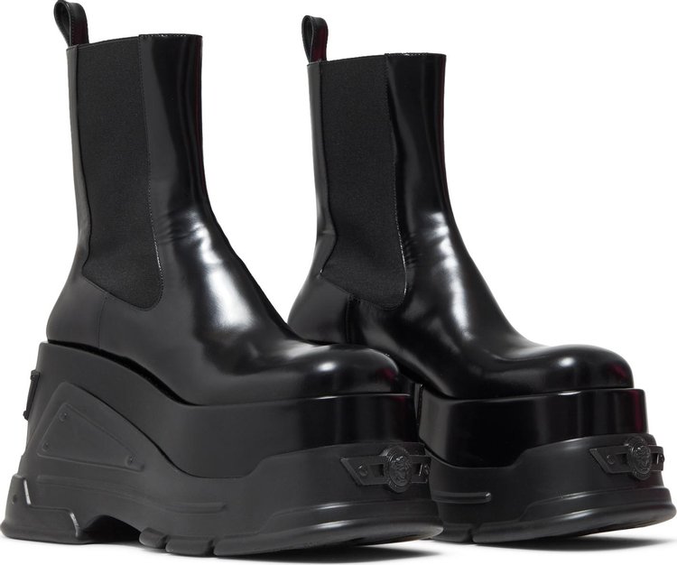 Versace Wmns Leather Platform Boot Black