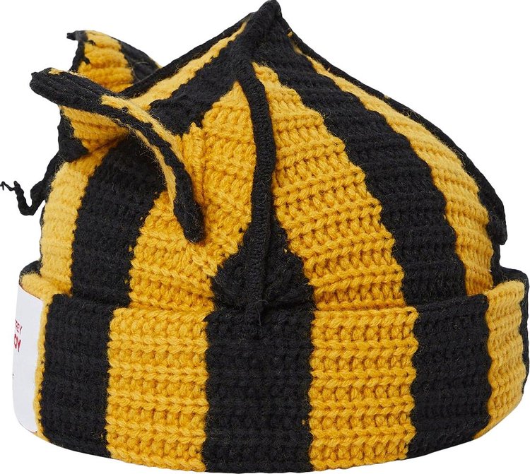 Charles Jeffrey Loverboy Striped Ears Beanie BlackYellow