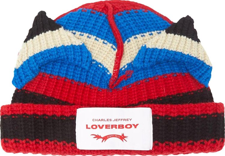 Charles Jeffrey Loverboy Striped Ears Beanie RedBlue