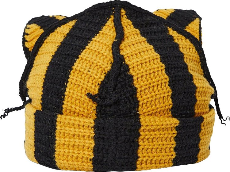 Charles Jeffrey Loverboy Striped Ears Beanie BlackYellow