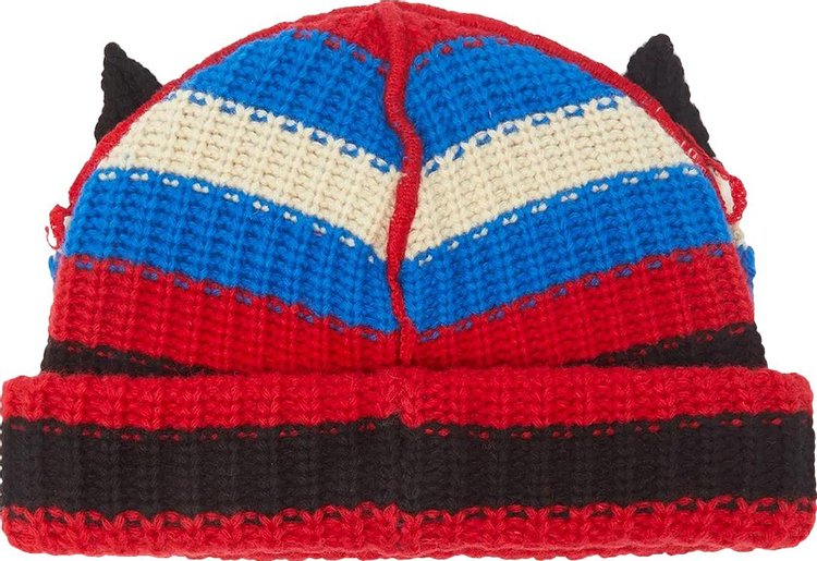 Charles Jeffrey Loverboy Striped Ears Beanie RedBlue