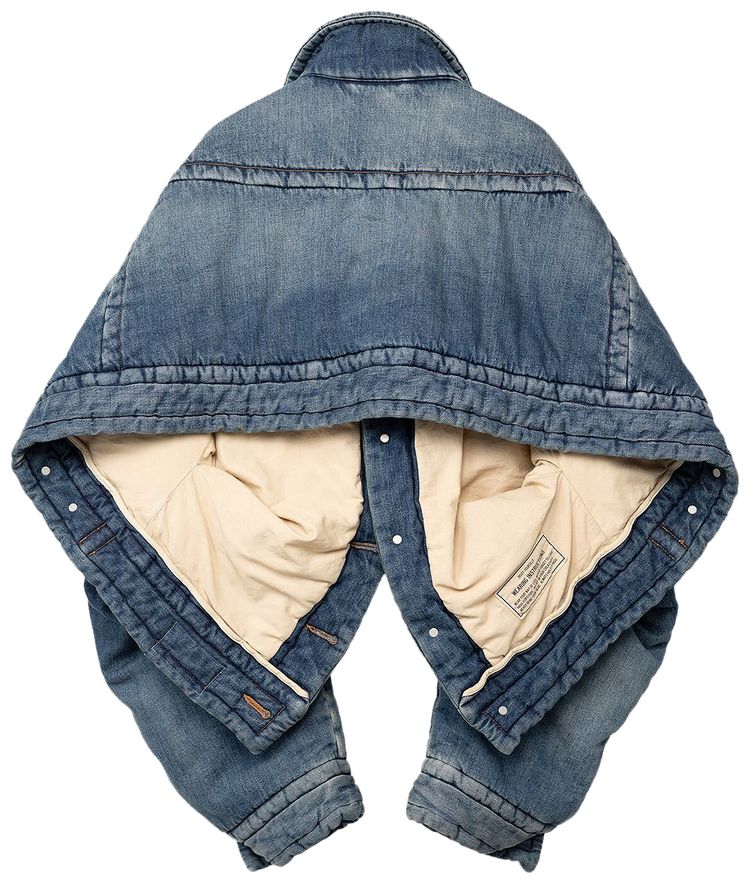 Maison Mihara Yasuhiro Denim Cropped Padded Jacket Indigo