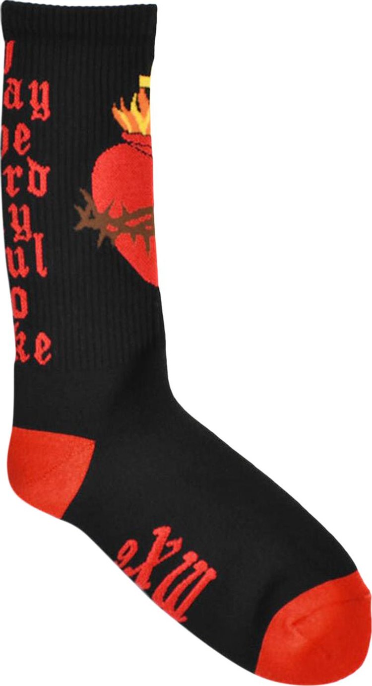 Saint Michael Heart Socks 'Black'