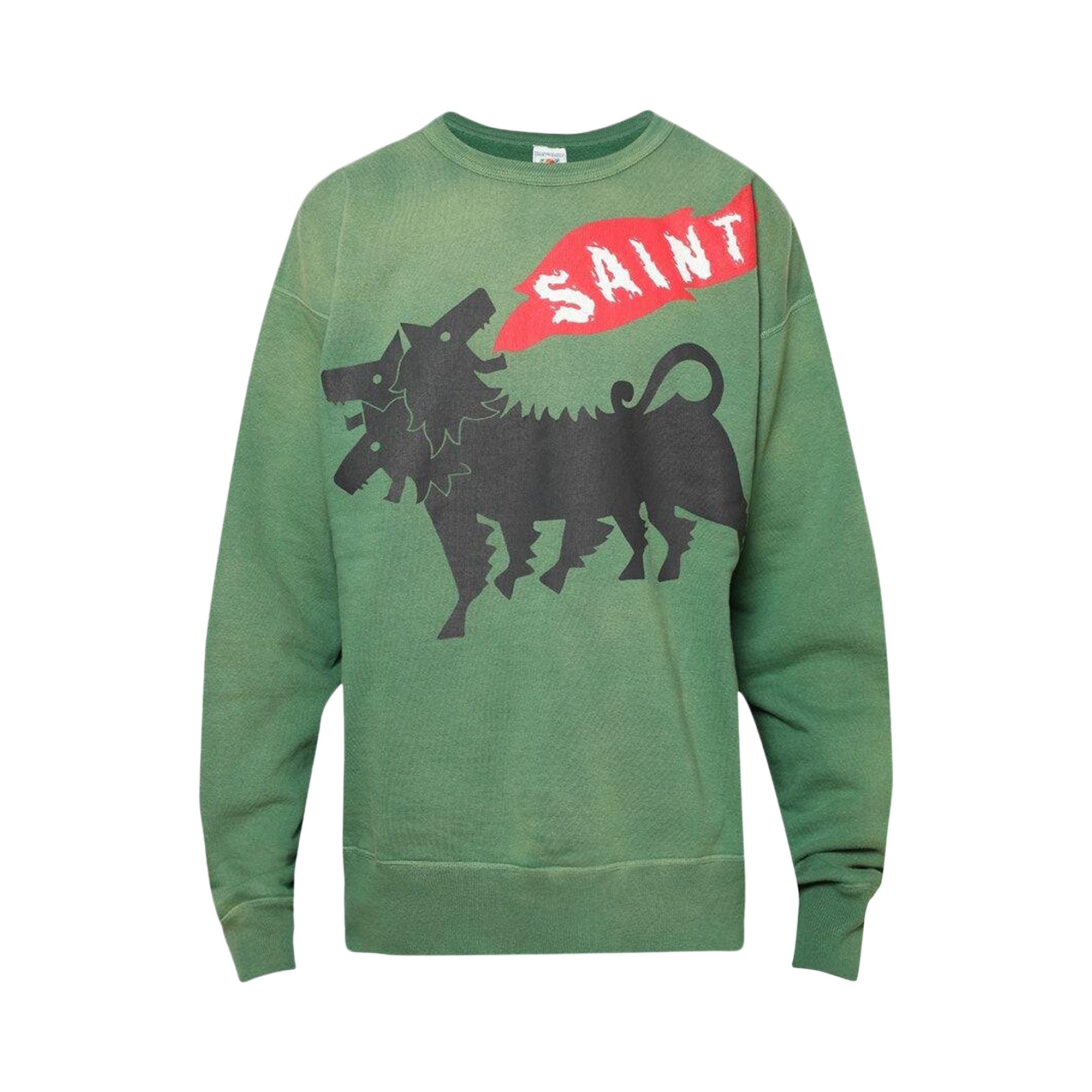 Buy Saint Michael Cerberus Crewneck Sweatshirt 'Green' - SM A23
