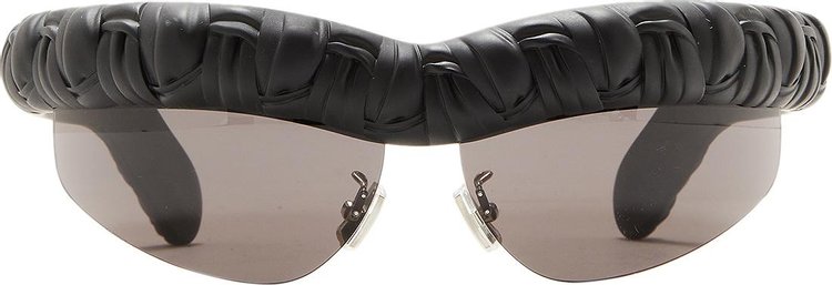 Bottega Veneta Pleat Wraparound Sunglasses 'Black/Grey'
