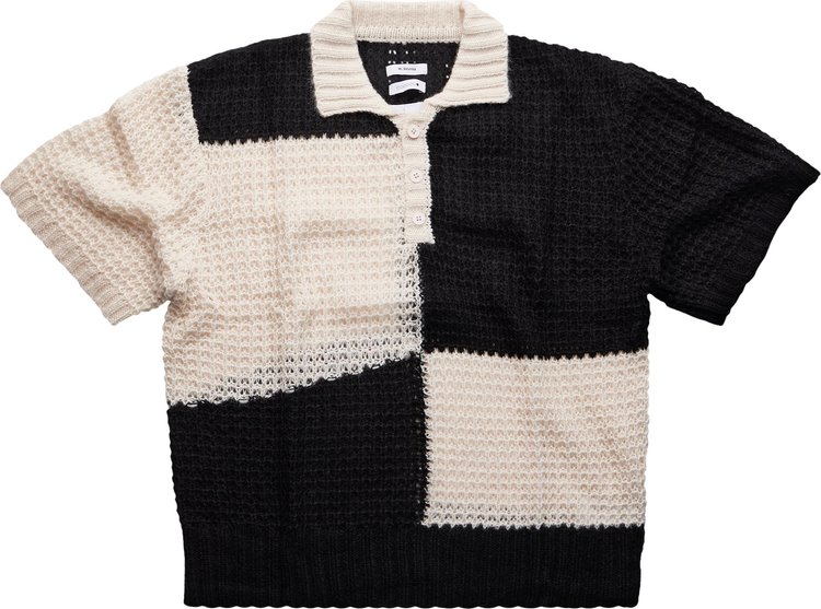 Mr. Saturday Loose Knit Short-Sleeve Polo 'Black/Ecru'