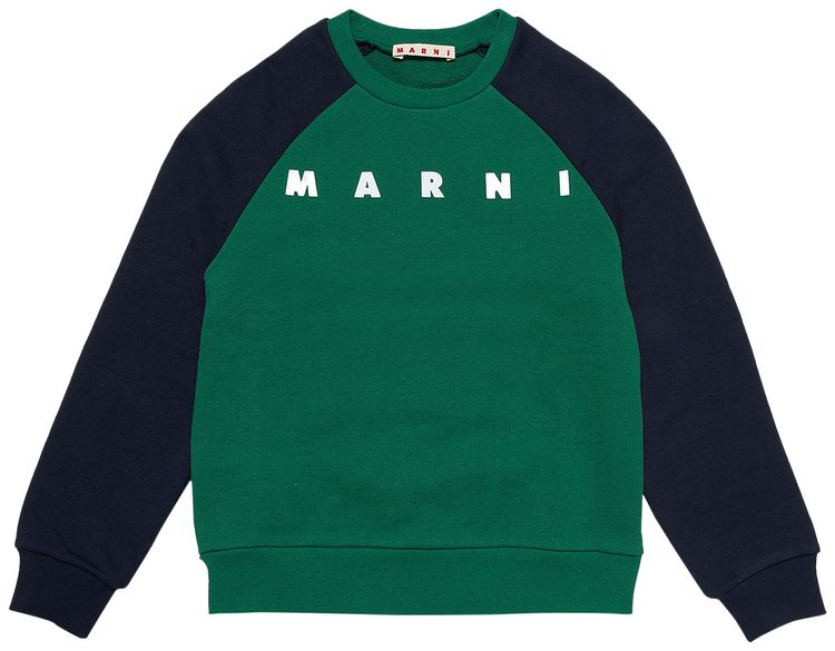 Marni Kids Logo Printed Sweater Green