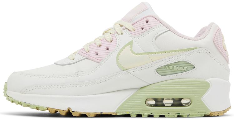 Nike Air Max 90 Leather SE GS White Pink Foam Honeydew