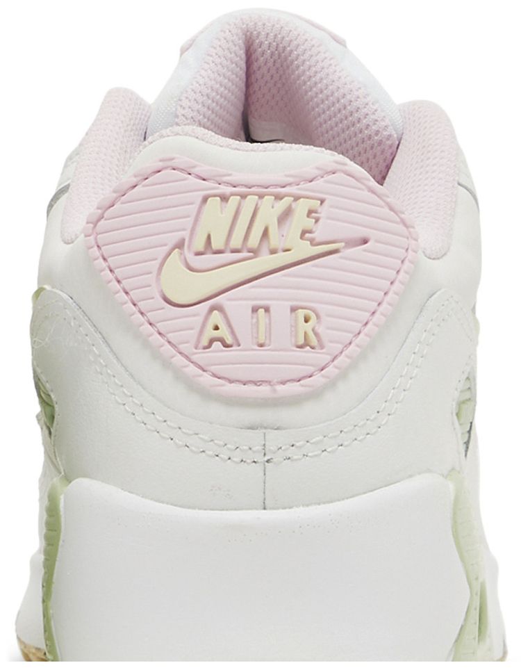 Nike Air Max 90 Leather SE GS White Pink Foam Honeydew