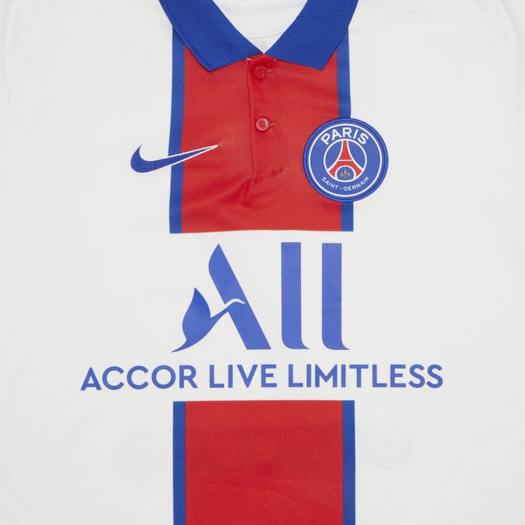 Pre Owned Paris Saint Germain 50th Anniversary Edition Mbappe 7 Away Jersey White