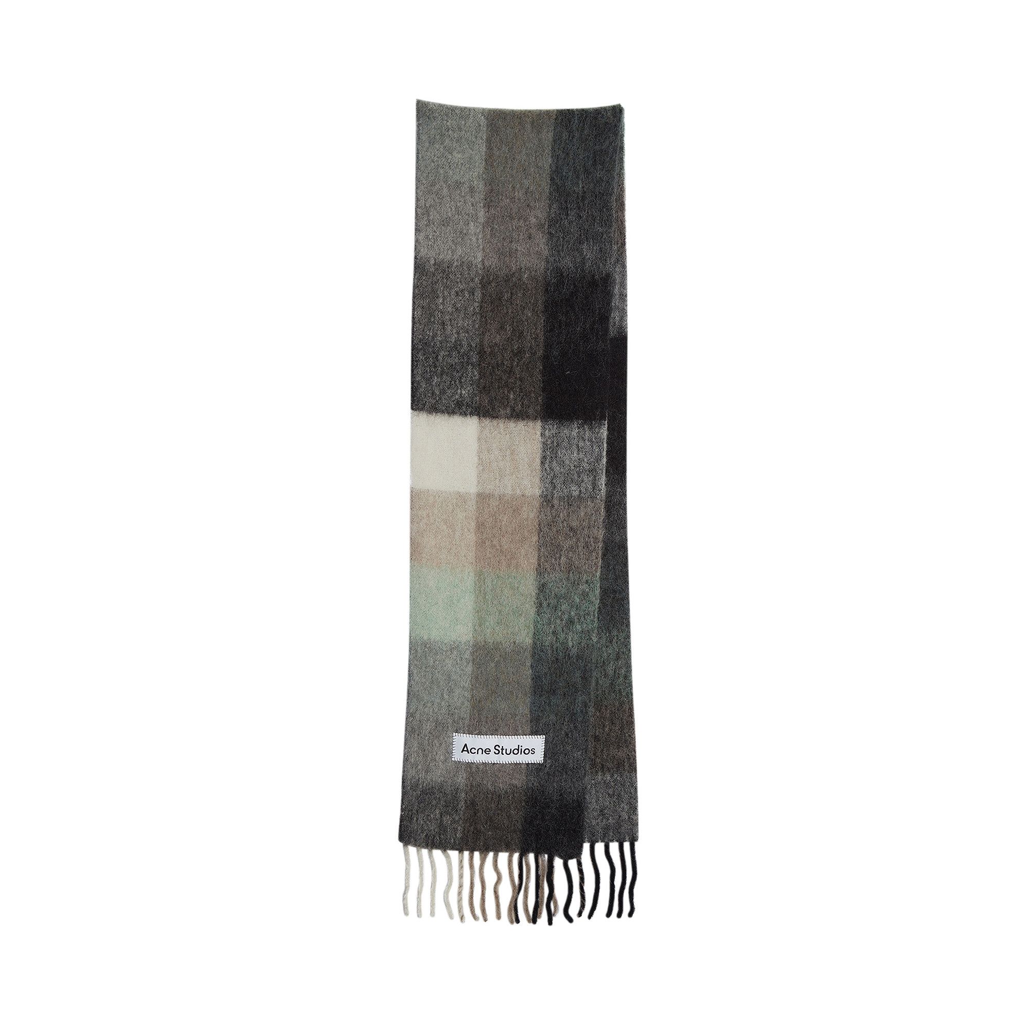【Acne Studios】Mohair Check Scarf Grey Green Black/追跡付 Acne Studios - Mohair checked scarf - Green/grey/black