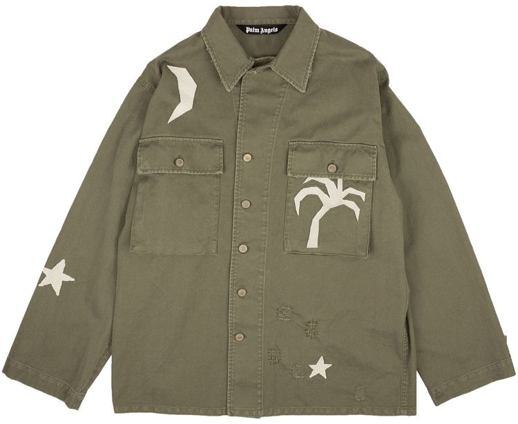 Palm Angels Night Sky Military Jacket Green