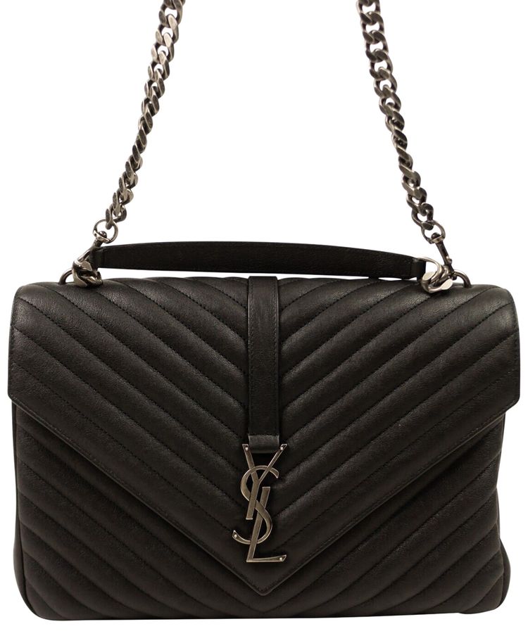 Saint Laurent Large College Chain Crossbody Bag Black