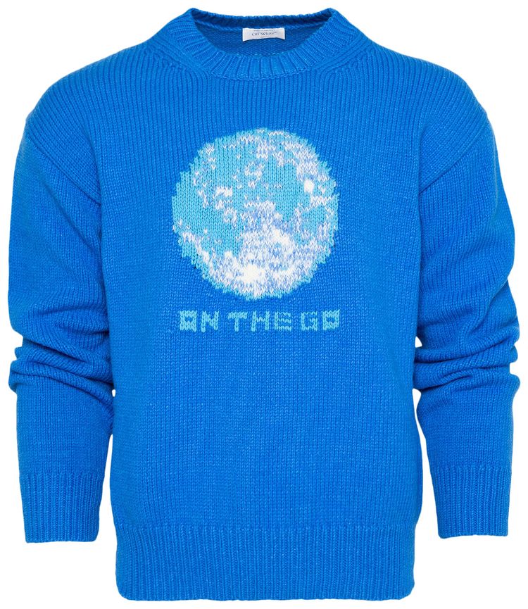 Off White Onthego Moon Chunky Knit Crew Dark BluePurple