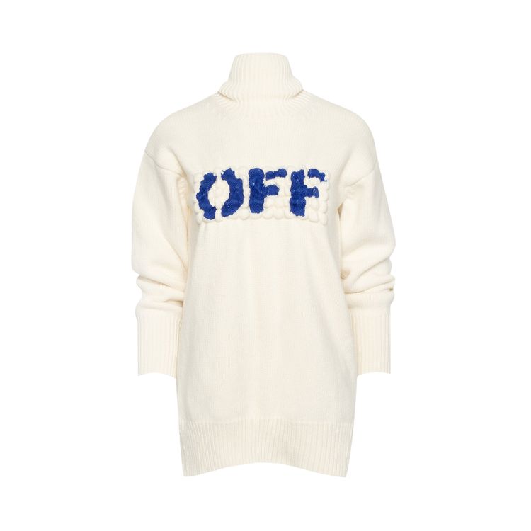 Off White Boiled Logo Turtleneck WhiteBlue