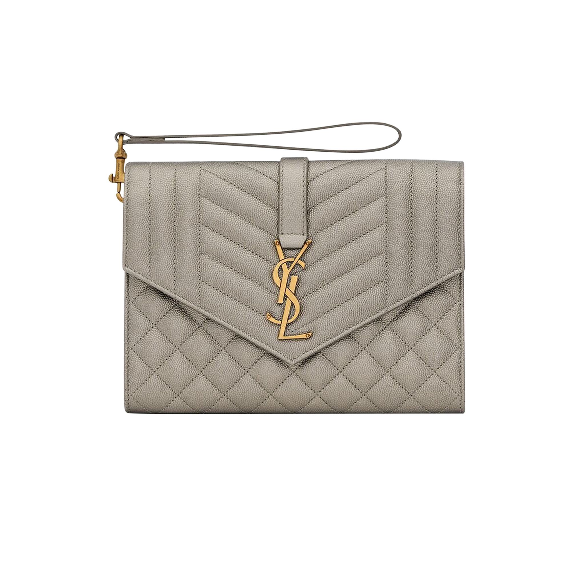Buy Saint Laurent Cassandre Quilted Leather Clutch Brun Metallise