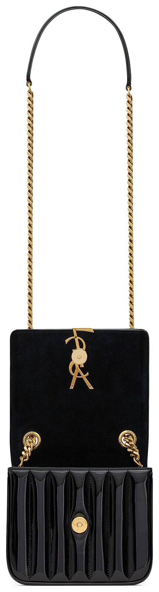 Saint Laurent Vicky Logo Plaque Crossbody Bag Black