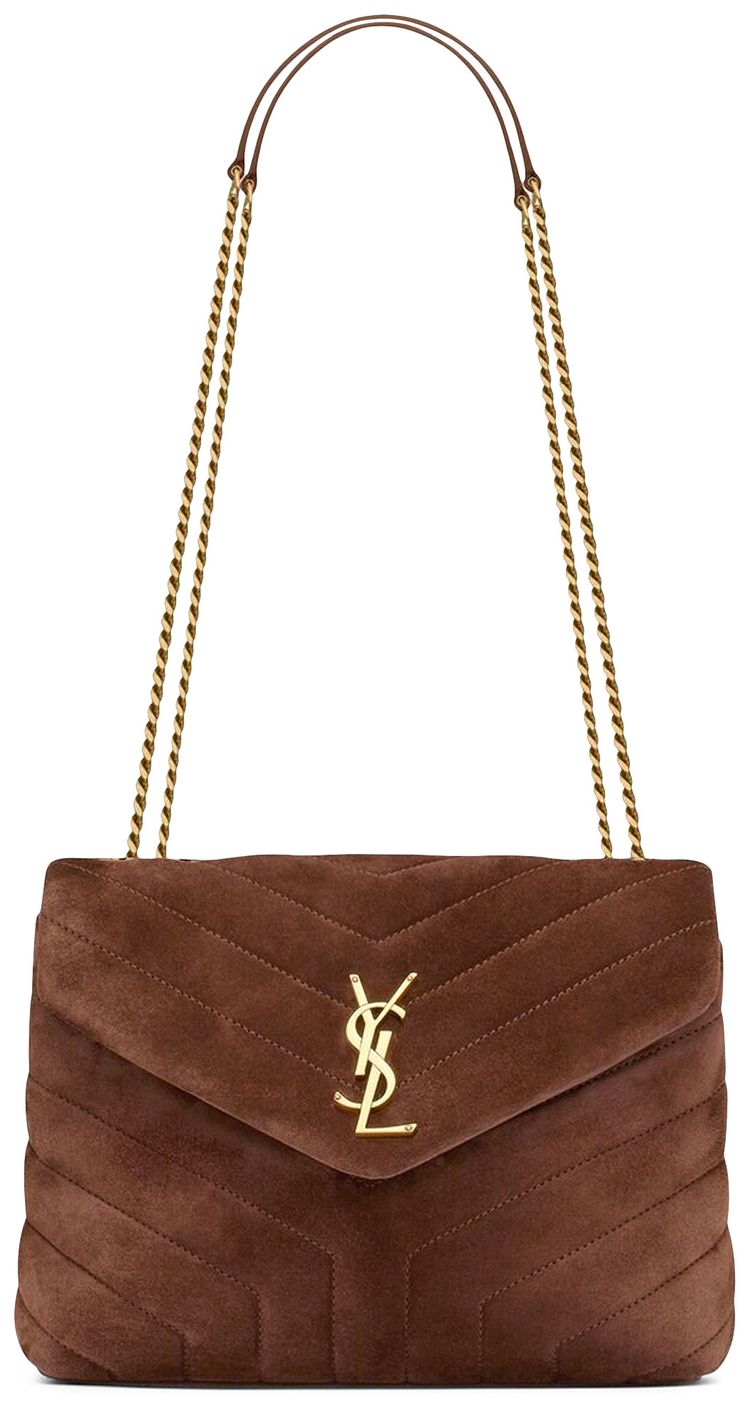 Saint Laurent Small Loulou Quilted Shoulder Bag Bark Brown