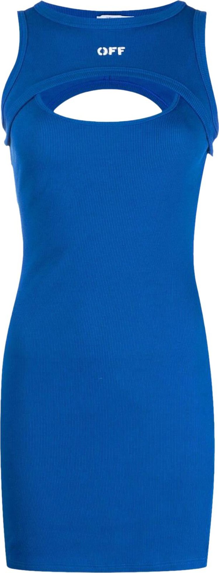 Buy Off-White Off Stamp Ribbed Mini Dress 'Blue/White ...