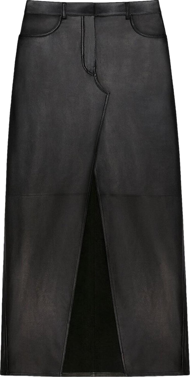 Givenchy Long Leather Skirt With Front Split 'Black'