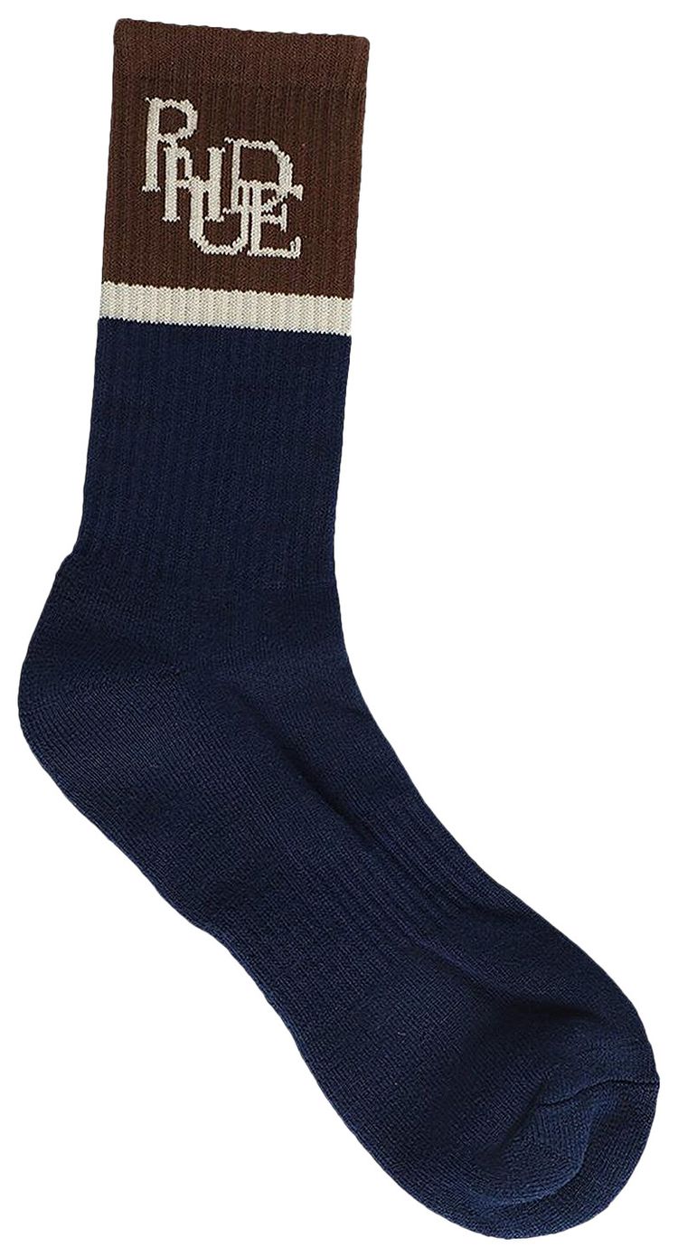 Rhude Suiting Logo Sock NavyTanBrown