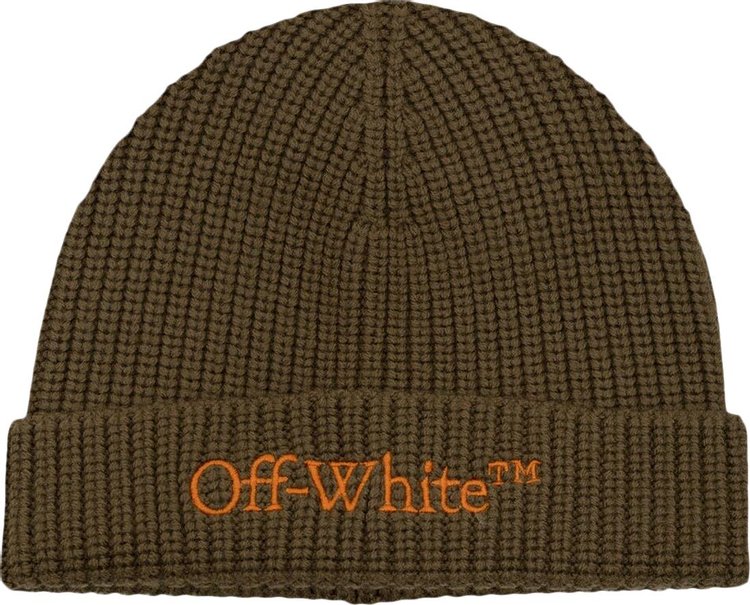 Off-White Bookish Classic Knit Beanie 'Army Green'