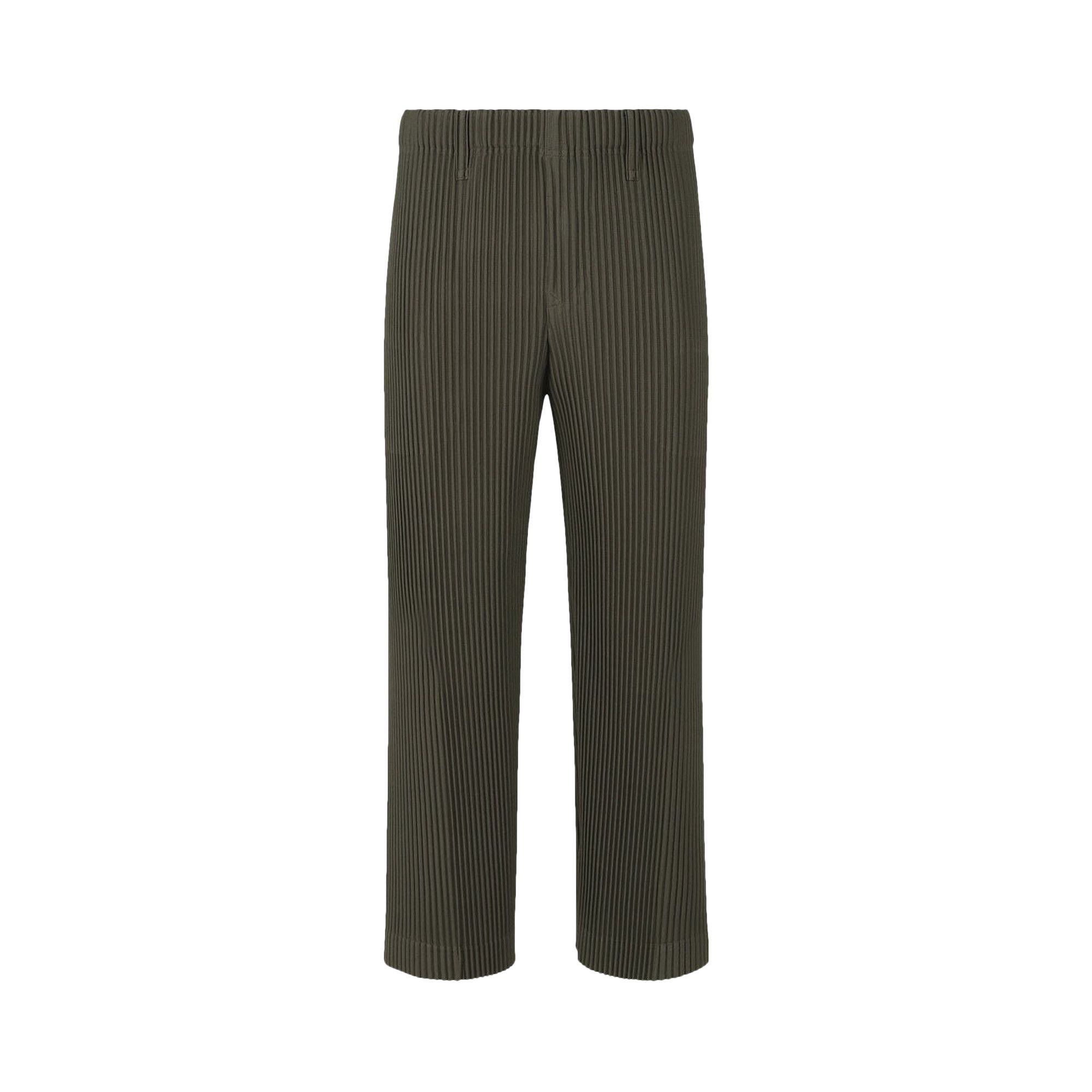 Buy Issey Miyake Pleats Tailored Pants 'Ebony Khaki' - HP38JF153
