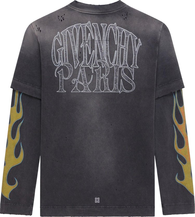 Givenchy Flame Print Layered T Shirt Black