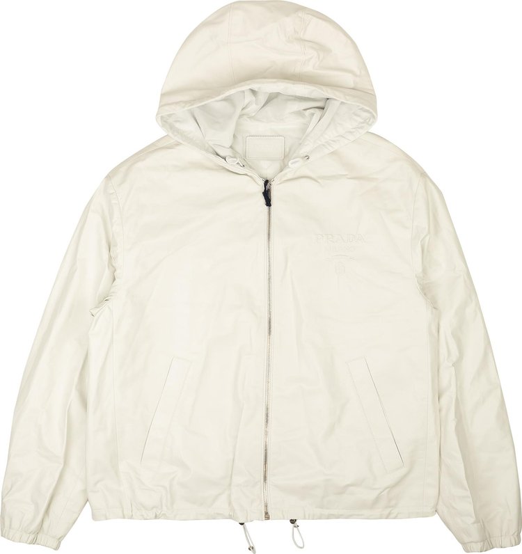 Prada Nappa Hooded Leather Jacket 'White'