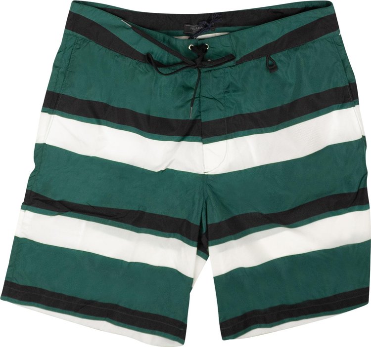 Prada Striped Nylon Swim Shorts 'Green'