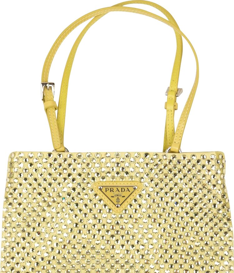 Prada Satin Crystal Handbag Yellow