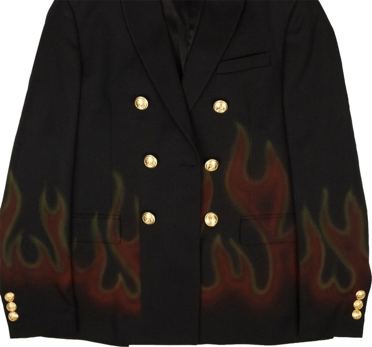 Palm Angels Burning Double Breasted Blazer BlackRed