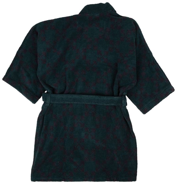 Off White Aubergine Pattern Bath Robe Ivory