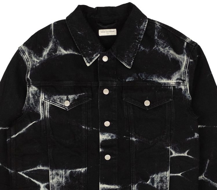 Dries Van Noten Vuskin Printed Denim Jacket Black