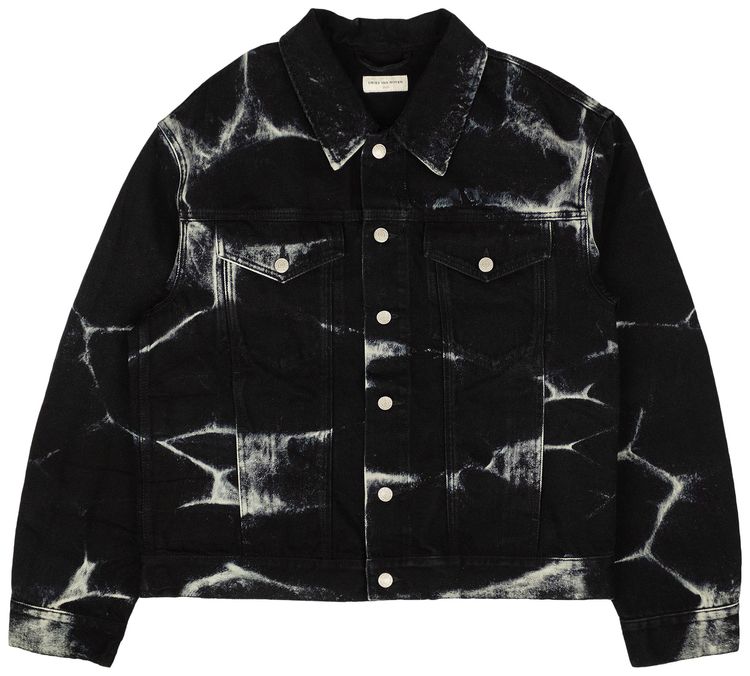 Dries Van Noten Vuskin Printed Denim Jacket Black
