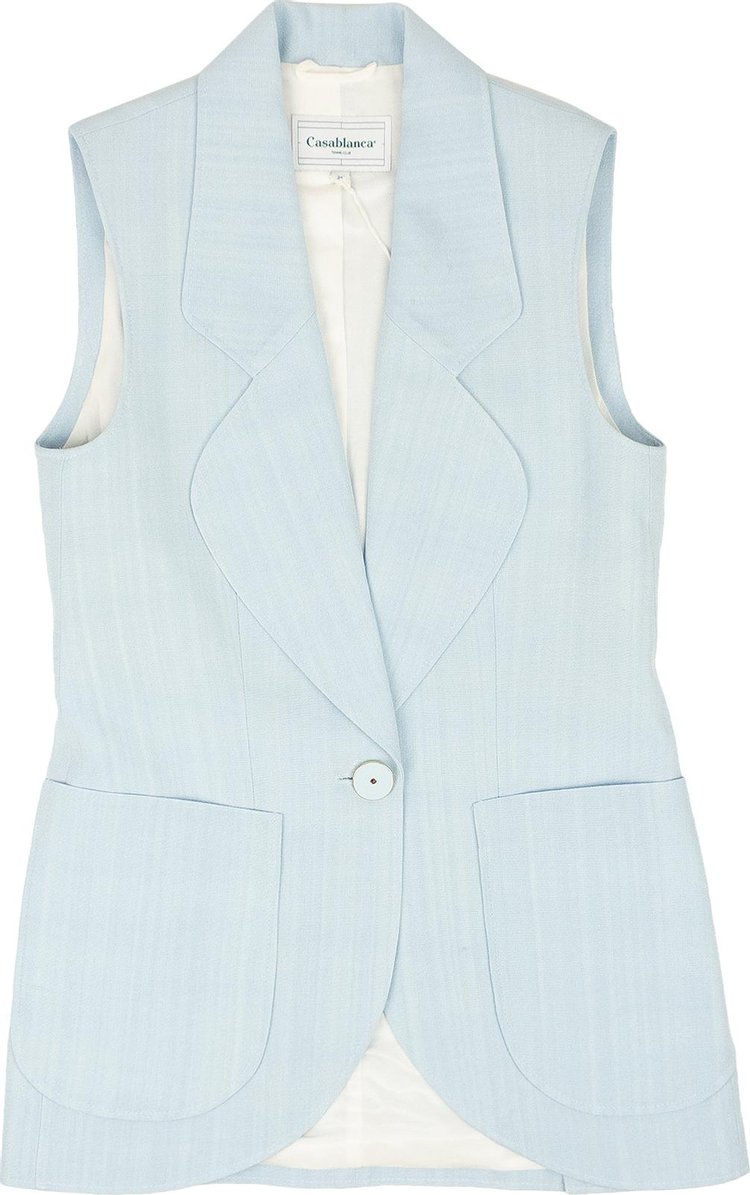 Casablanca Sleeveless Single Breasted Tailored Blazer Light Blue