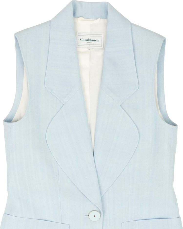 Casablanca Sleeveless Single Breasted Tailored Blazer Light Blue