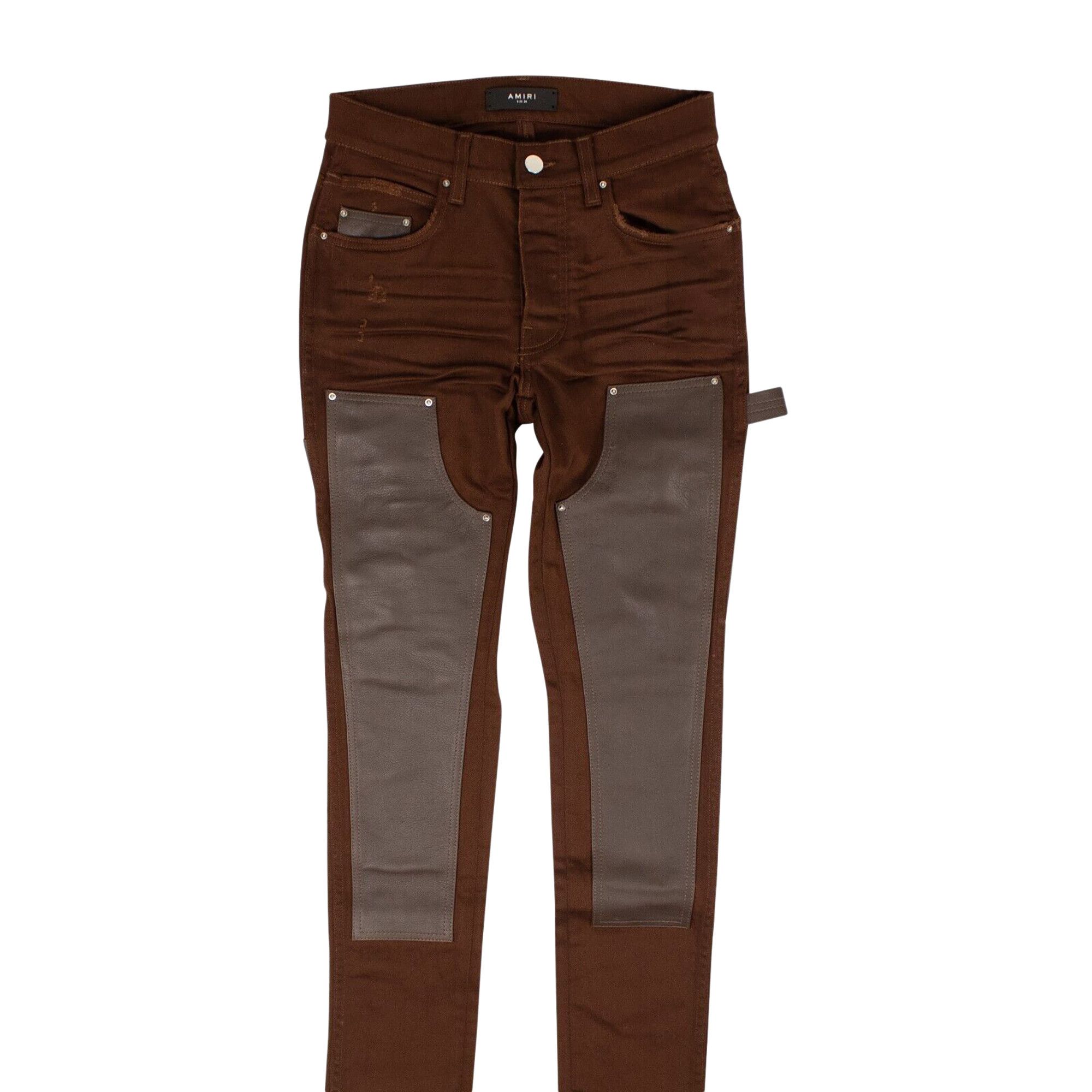 Buy Amiri Denim Leather Workman Pants 'Brown' - MDS121 210 BROW | GOAT