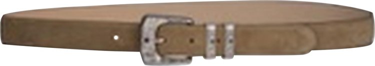 Amiri Engraved Buckle Suede Belt Beige