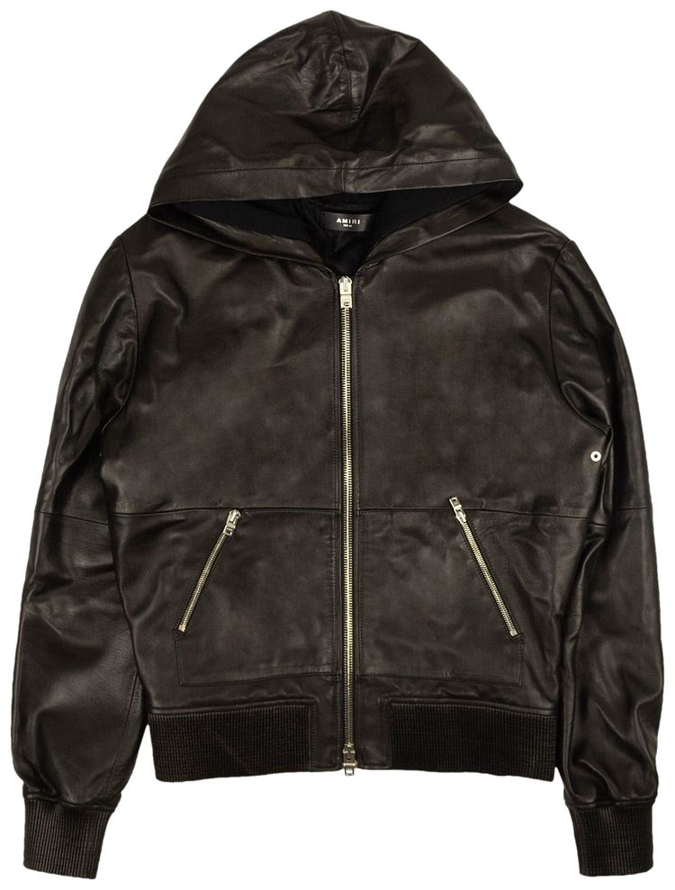 Amiri Leather Hoodie Black