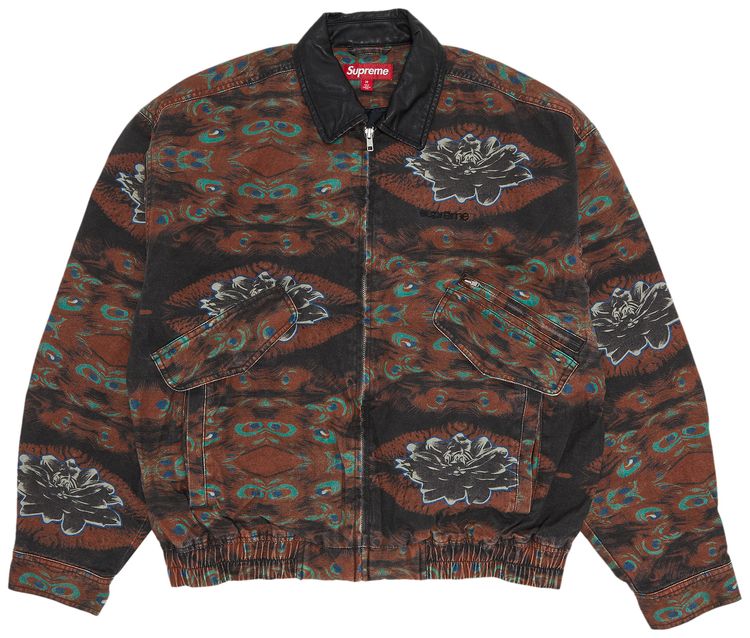 Supreme Leather Collar Utility Jacket Peacock