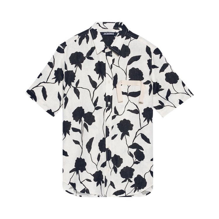 Jacquemus Black Rose Short-Sleeve Shirt 'White/Black'