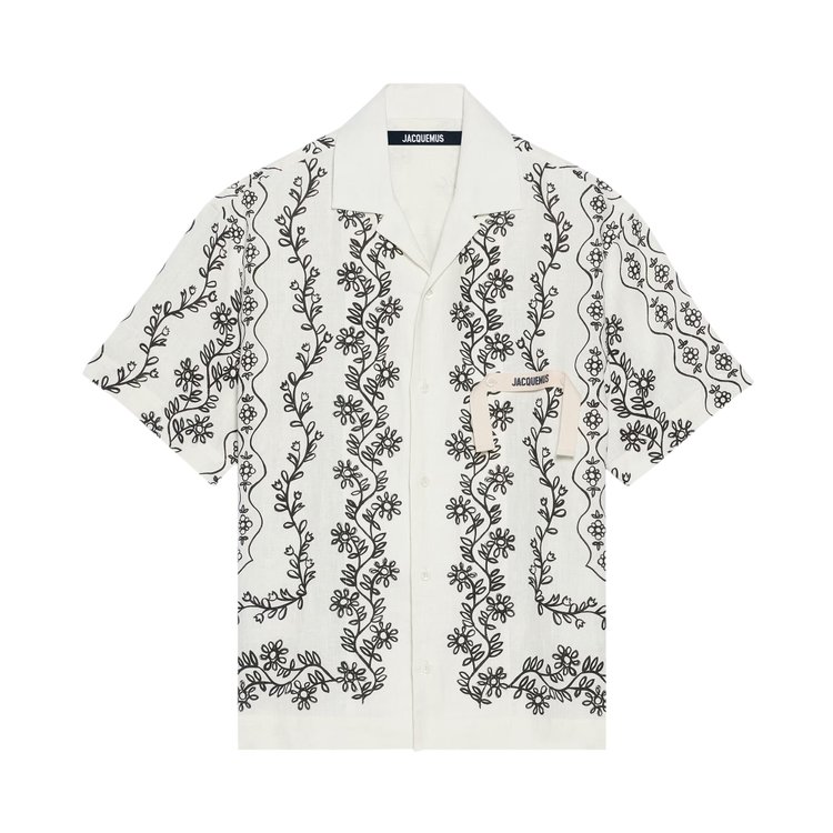 Jacquemus Flower Garland Bowling Shirt 'White/Black'