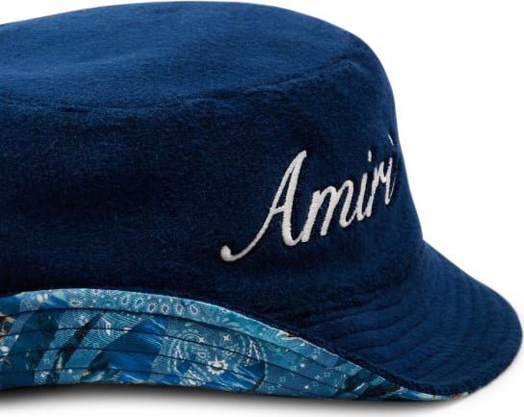 Amiri Bandana Aloha Silk Reversible Bucket Hat Teal