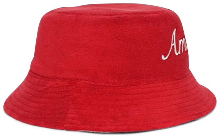 Amiri Bandana Aloha Silk Reversible Bucket Hat Red