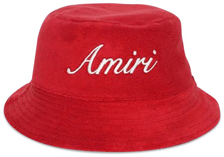 Amiri Bandana Aloha Silk Reversible Bucket Hat Red