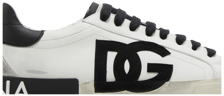 Dolce  Gabbana Portofino Vintage DG Logo Print   White Black