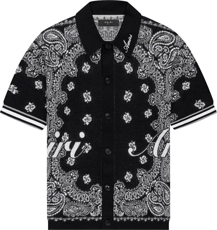 Buy Amiri Intarsia Knit Logo Shirt 'Black' - PF23MKS001 001 BLAC | GOAT