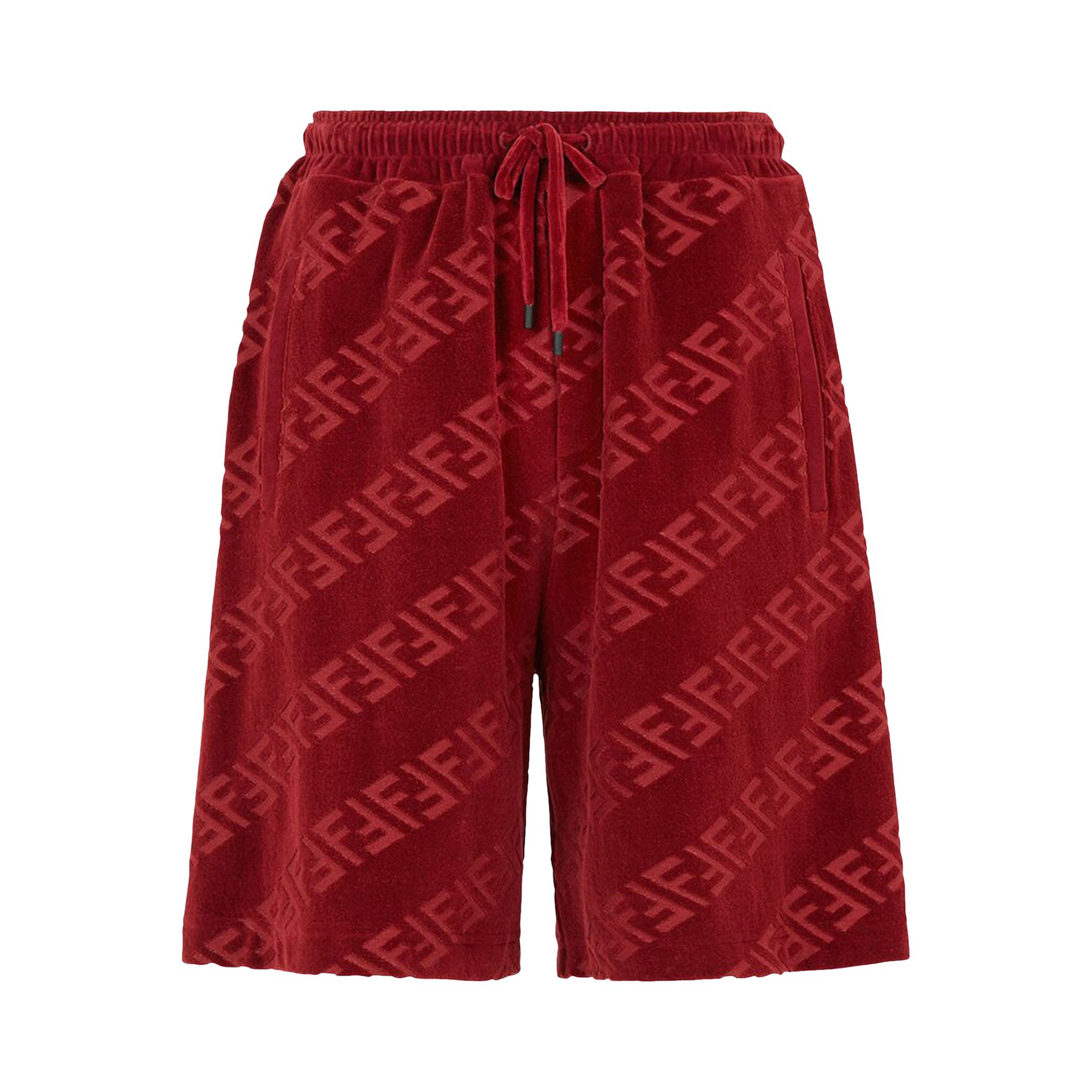 【関税＆送料込み】Fendi Shorts Red NWT $430 Fendi Women's Knitted Fabric Track Shorts Red