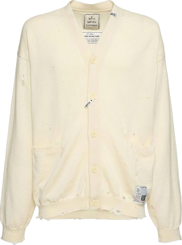 Maison Mihara Yasuhiro Distressed Knit Cardigan 'White'